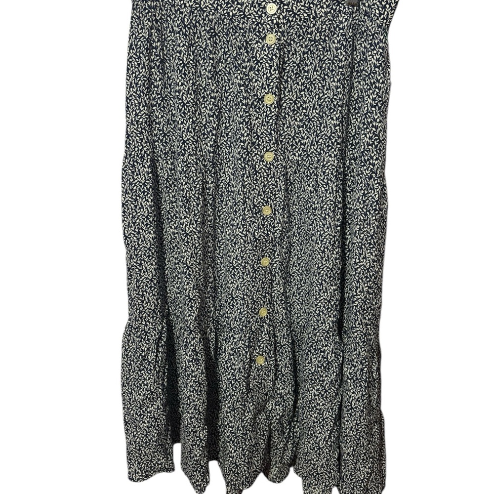 Talbots Blue and White Button-Down Maxi Skirt
